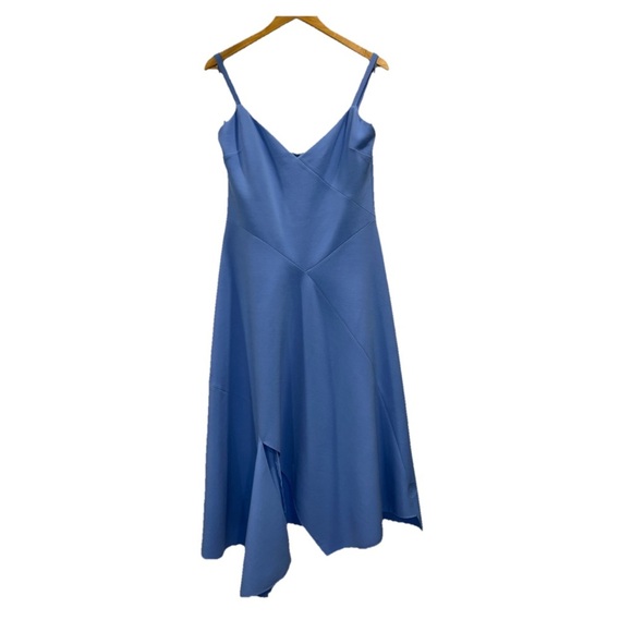 OSCAR DE LA RENTA Dress Blue Midi Wool Asymmetric Size 10 Elegant Formal NWT - Picture 4 of 13